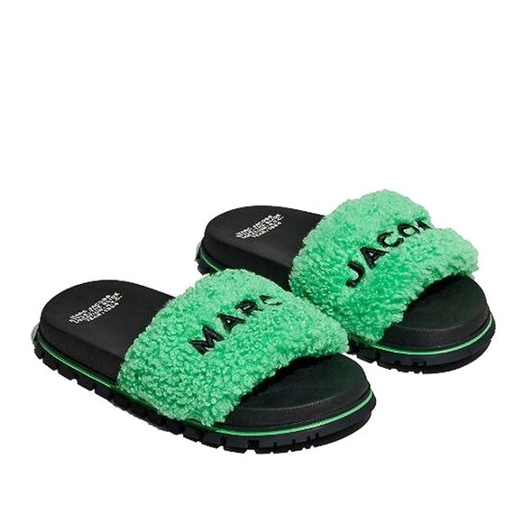 Marc Jacobs The Teddy Slide – Fluffy Green - Picture 1 of 9